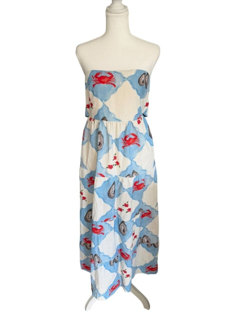NOMAD SURF SHOP Crab Oyster Print Strapless Dress Size Medium